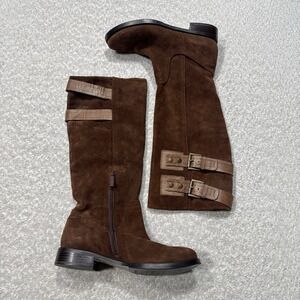 Nine West Women's Boots Tumble Tall Brown Leather Suede Equestrian Riding Sz 6M